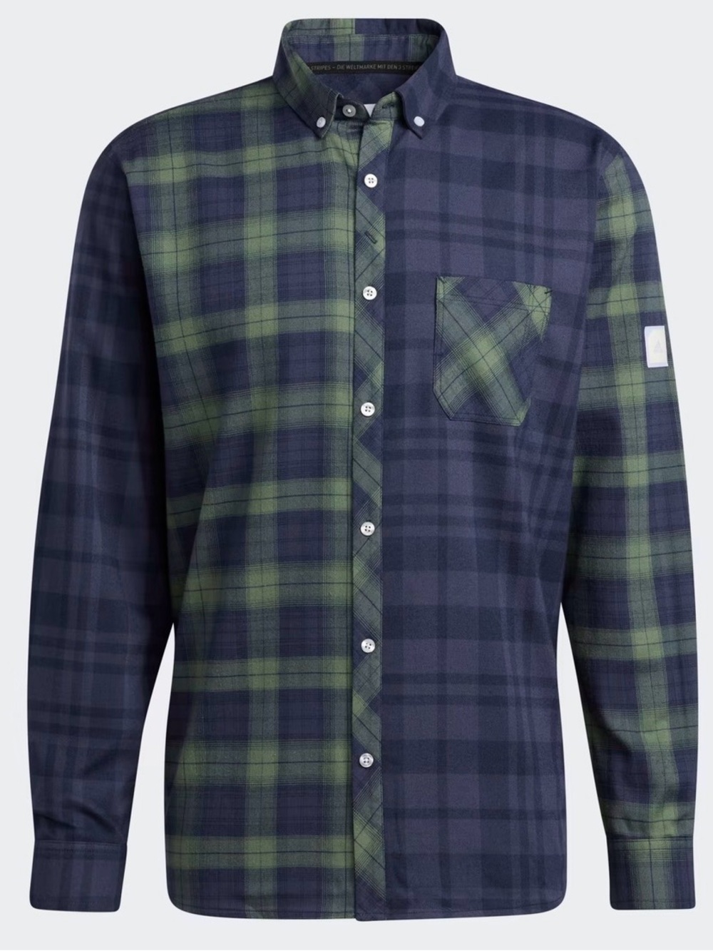 ADIDAS Adicross Mixed Plaid Long Sleeve Button Down Flannel Golf Shirt